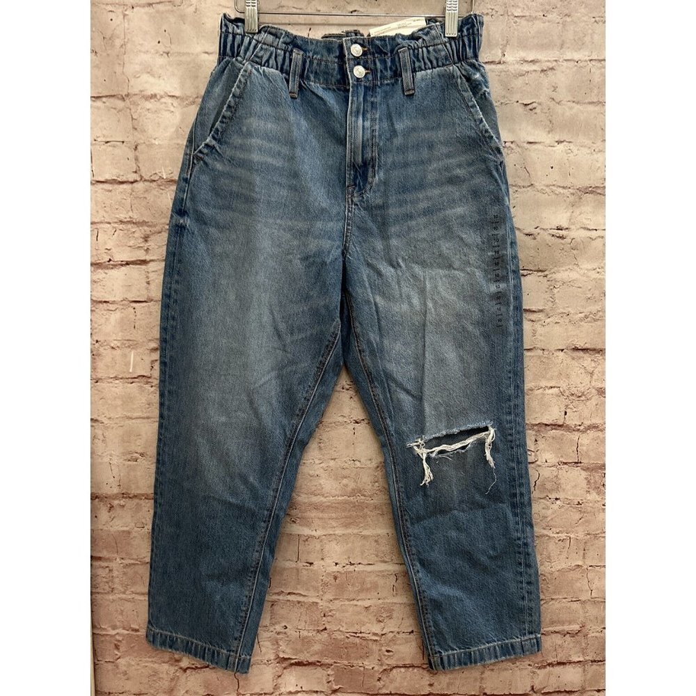 American Eagle Womens 10 Short W30 Highest Waist MOM Jeans Distressed Denim NEW